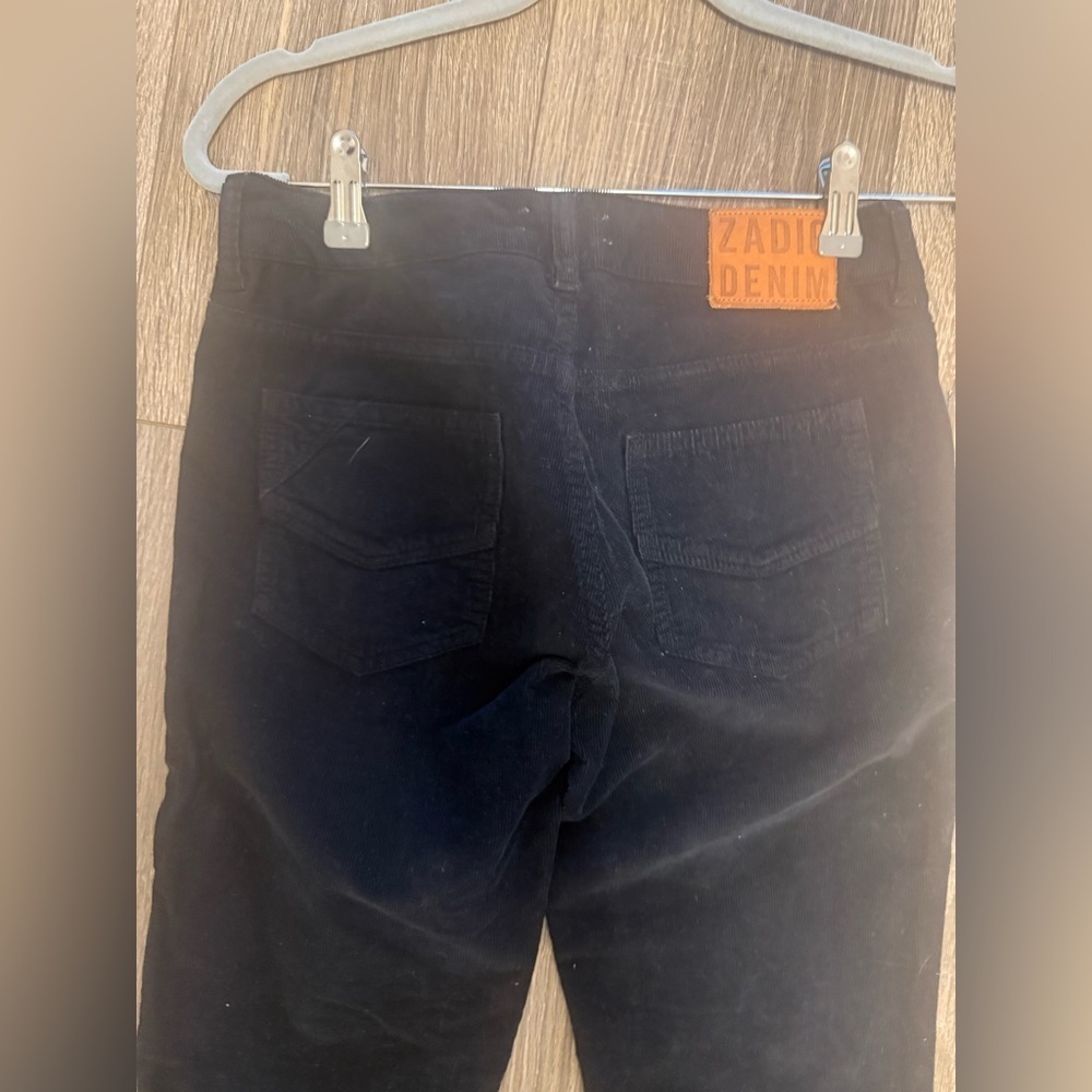 Zadig & Voltaire Eva Velours Black Faux Noir Cordouroy Jeans Size 27 - Picture 7 of 10
